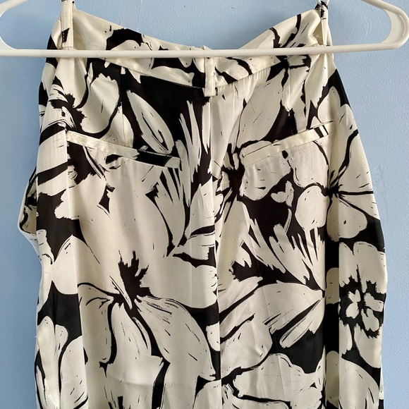 Zara Black and White floral Wide Leg Pant size Small - Picture 7 of 9